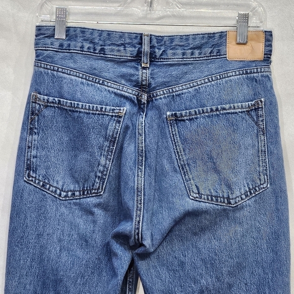 Zara Straight Leg Button Fly Blue Denim Jeans Size 4 - Picture 5 of 9